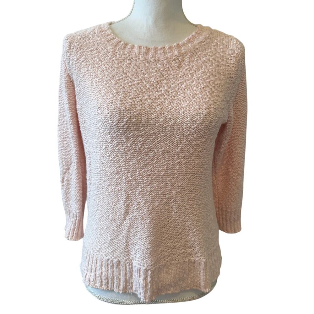 H&M Slub Knit Lightweight Cotton Sweater Pale Pink S